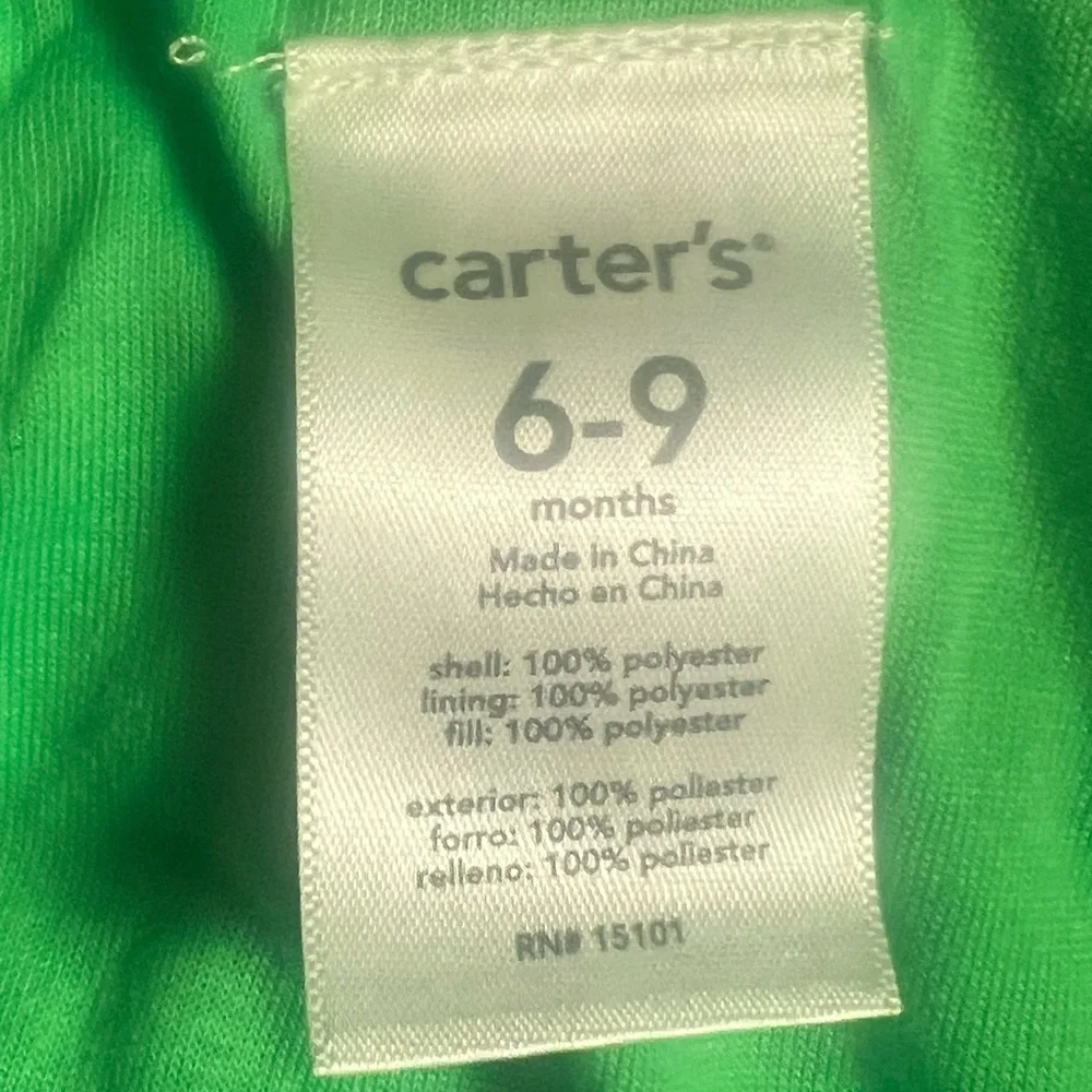 NWT Carters Infant Blue & Gray Pram/Snowsuit w/Hood, 6/9 Mos, Hideaway Mittens